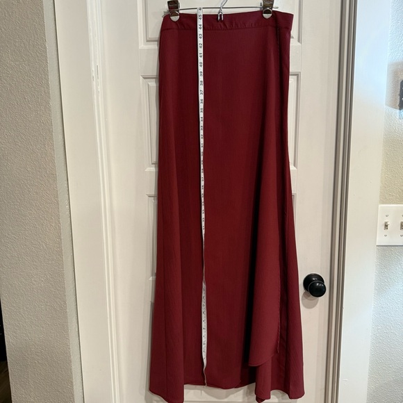 Mia Joy Burgundy Red Asymmetrical Wrap Maxi Skirt – Size L NWOT - Picture 5 of 8